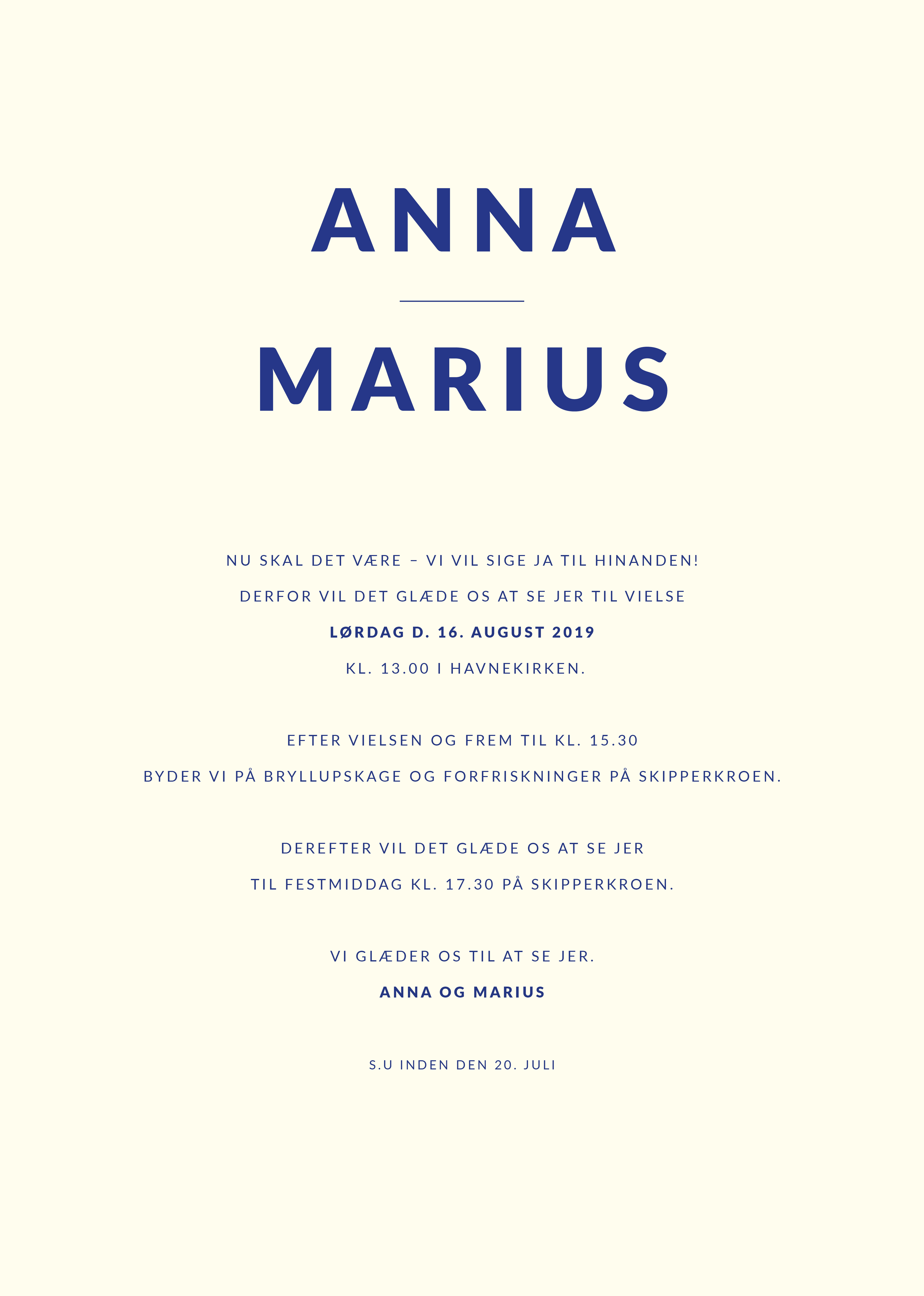 Invitationer - Anna & Marius